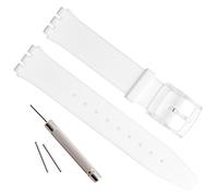 GreenOlive Ultra-thin Replacement Waterproof Silicone Rubber Watch Strap Watch Band for Swatch Skin Series, White, 16mm, Retro