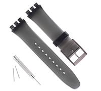 GREENOLIVE Ultra-thin Replacement Waterproof Silicone Rubber Watch Strap Watch Band for Swatch Skin Series（16mm） (Bright Black)