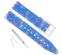 GREENOLIVE Ultra-thin Replacement Waterproof Silicone Rubber Watch Strap Watch Band for Swatch Skin Series(16mm) (Square/Blue)