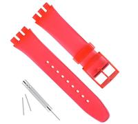 GREENOLIVE Ultra-thin Replacement Waterproof Silicone Rubber Watch Strap Watch Band for Swatch Skin Series（16mm） (Lucency Red)