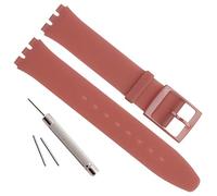 GreenOlive Ultra-thin Replacement Waterproof Silicone Rubber Watch Strap Watch Band for Swatch Skin Series, Translucent Pink, Retro