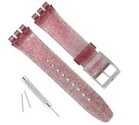 GREENOLIVE Ultra-thin Replacement Waterproof Silicone Rubber Watch Strap Watch Band for Swatch Skin Series(16mm) (Sparkle Red)