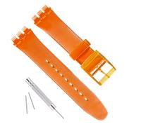 GREENOLIVE Ultra-thin Replacement Waterproof Silicone Rubber Watch Strap Watch Band for Swatch Skin Series（16mm） (Bright Orange)