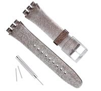 GREENOLIVE Ultra-thin Replacement Waterproof Silicone Rubber Watch Strap Watch Band for Swatch Skin Series（16mm） (Sparkle Brown)