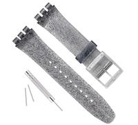 GREENOLIVE Ultra-thin Replacement Waterproof Silicone Rubber Watch Strap Watch Band for Swatch Skin Series（16mm） (Sparkle Black)