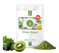 GREENORA Vegan Smoothie Powder with Spirulina, Spinach, Ginger, Kale, Mango & Kiwi. 100% Natural Freeze-Dried Fruit and Vegetables. Superfoods. 100g