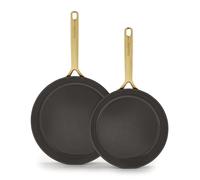 GreenPan GP5 Hard Anodized Healthy Ceramic Nonstick 2 Piece Frying Pan Skillet Set,Heavy Gauge Scratch Resistant,Stay-Flat Surface, Induction,Oven Safe,PFAS-Free