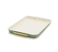 GreenPan Bakeware 13" x 9" Quarter Sheet Pan, Ceramic Nonstick Baking Pan, PFAS & BPA Free, Gold Handles, Durable Steel, Versatile & Space Saving Ovenware, Freezer to Oven Dish, Sage Green