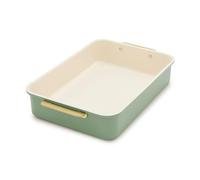 GreenPan Bakeware Rectangular Cake Pan, Healthy Ceramic Nonstick PFAS-Free, Warp & Scratch Resistant, High Heat Oven Safe Baking Pans, Gold-Tone Handles, Dishwasher Safe, Sage Green