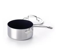 GreenPan Barcelona Evershine Tri-Ply Stainless Steel Healthy Diamond Reinforced Ceramic Non-Stick 16 cm/1.5 Litre Saucepan, PFAS-Free, Multi Clad, Induction, Oven Safe, Silver