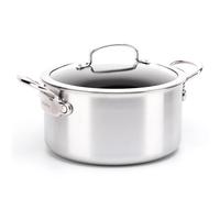 Greenpan Barcelona Evershine Tri-Ply Stainless Steel Healthy Diamond Reinforced Ceramic Non-Stick 18 cm/2.1 Litre Casserole with Glass Lid, PFAS-Free, Multi Clad, Induction, Oven Safe, Silver