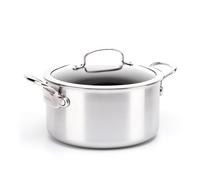 Greenpan Barcelona Evershine Tri-Ply Stainless Steel Healthy Diamond Reinforced Ceramic Non-Stick 20 cm/3.1 Litre Casserole with Glass Lid, PFAS-Free, Multi Clad, Induction, Oven Safe, Silver