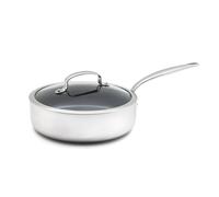 Greenpan Barcelona Evershine Tri-Ply Stainless Steel Healthy Diamond Reinforced Ceramic Non-Stick 24 cm/3.1 Litre Sauté Pan with Glass Lid, PFAS-Free, Multi Clad, Induction, Oven Safe, Silver