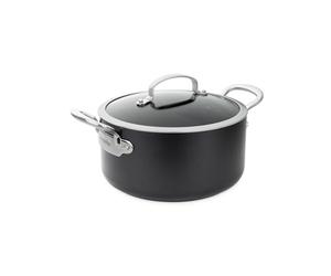 GreenPan Barcelona Hard Anodized Healthy Ceramic Nonstick 24 cm/5.1 Litre Casserole Pot with Glass Lid, PFAS Free, Stainless Steel Handle, Extra Strong Scratch Resistant, Induction, Oven Safe, Black