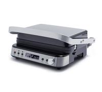 GreenPan Bistro Electric Contact Grill and Griddle, Indoor Stainless Steel 6-in-1 Grill, Healthy Ceramic Nonstick, Dishwasher Safe Reversible Plates, PFAS-Free
