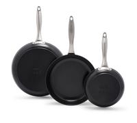 GreenPan Black Pro Infinite8 Ceramic Nonstick 3-Piece Frypan Set, 8”, 10”, and 12”, Hard Anodized, Stainless Steel Handle, PFAS-Free