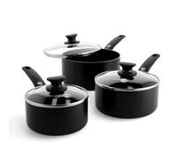 GreenPan Cambridge Healthy Ceramic Non-Stick Saucepan Set ,16cm/1.5L, 18cm/2.1L and 20cm/3.1 L Pot Set with lids, PFAS-Free, Induction, Oven Safe,