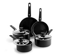 GreenPan Cambridge Healthy Ceramic Nonstick 8-Piece Cookware Pots and Pans Set, Includes Frying Pans and Saucepans with Lids, PFAS Free, For all hobs including Induction, Oven Safe up to 160°C, Black