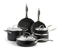 Greenpan Canterbury Hard Anodized Healthy Ceramic Nonstick, 10 Piece Cookware Pots and Pans Set, PFAS-Free, Dishwasher Safe, Oven Safe, Black