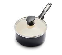 GreenPan CC002638-001 Rio Healthy Ceramic Nonstick, Saucepan with Lid, 2QT, Black