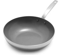 GreenPan Chatham Tri-Ply Stainless Steel Healthy Ceramic Nonstick 11"""" Wok Pan PFAS-Free Multi Clad Induction Dishwasher Safe Oven Safe Sil