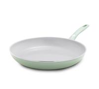 Greenpan Dover 12” Frying Pan Skillet, Non-Toxic PFAS-Free Ceramic Nonstick Coating, Sear Saute Fry Egg Omlete, Dishwasher & Oven Safe, Stay Cool Handle, Easy Pour Rims, Pastel Green