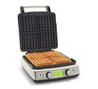 GreenPan Elite 4-Square Belgian & Classic Waffle Iron, Healthy Ceramic Nonstick Aluminum Dishwasher Safe Plates, Adjustable Shade/Crunch Control, Wont Overflow, Easy Cleanup Breakfast, PFAS-Free,White