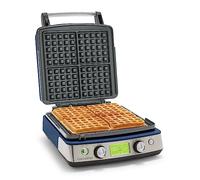 GreenPan Elite 4-Square Belgian & Classic Waffle Iron, Healthy Ceramic Nonstick Aluminum Dishwasher Safe Plate, Adjustable Shade/Crunch Control Wont Overflow Easy Clean,Breakfast,PFAS-Free,Oxford Blue