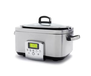 GreenPan Elite 8-in-1 Programmable 6L Electric Slow Cooker, Dishwasher Safe Lid & Removable Crock,PFAS-Free Healthy Ceramic Non-Stick Multi-Cooker,Sear, Sauté/Brown,Steam Basket,Roast,Stainless Steel