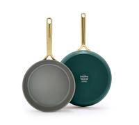 GreenPan GP5 9.5” and 11” 2 Piece Frying Pan Skillet Set, Hard Anodized Ceramic Nonstick PFAS-Free Cookware, Champagne Handles, Stay-Flat Surface, Induction,Dishwasher Oven Safe,Rainforest Green