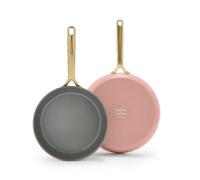 GreenPan GP5 9.5” and 11” 2 Piece Frying Pan Skillet Set, Hard Anodized Healthy Ceramic Nonstick PFAS-Free Cookware, Champagne Handles, Stay-Flat Surface, Induction,Dishwasher and Oven Safe,Dusty Rose