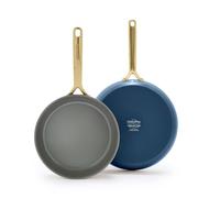 GreenPan GP5 9.5” and 11” 2 Piece Frying Pan Skillet Set, Hard Anodized Healthy Ceramic Nonstick PFAS-Free Cookware, Champagne Handles, Stay-Flat Surface, Induction, Dishwasher and Oven Safe, Blue