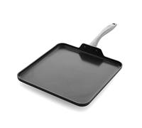 GreenPan Lima Midnight Hard Anodized Healthy Ceramic Non-Stick 28 cm Square Griddle Pan, PFAS-Free, Induction Suitable, Oven Safe, Black