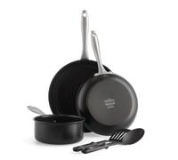 GreenPan Lima Midnight Hard Anodized Healthy Ceramic Non-Stick, 5-Piece Set, Includes Frying Pan, Saucepan, & Nylon and Slotted Turner, PFAS-Free,