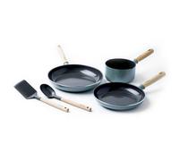 GreenPan Mayflower Pots and Pans Set, 5 Piece, PFAS Free, Blue