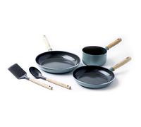 GreenPan Mayflower Pots and Pans Set, 5 Piece, PFAS Free, Blue