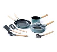 GreenPan MayFlower 9-Piece Nonstick Cookware Set, 100% ToxinFree, Healthy Ceramic, Metal Utensil/Induction/OvenSafe, Blue