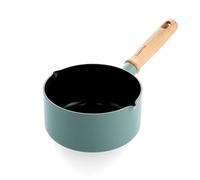 GreenPan Mayflower Healthy Ceramic Non-Stick 16 cm/1.6 Litre Saucepan with Pour Spouts, Vintage Wood Handle, PFAS-Free, Induction, Smoky Blue, Blue
