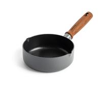 Greenpan Mayflower Pro Hard Anodized Healthy Ceramic Nonstick 16 cm Saucepan, Vintage Wood Handle, PFAS-Free, Induction Suitable, Charcoal Gray