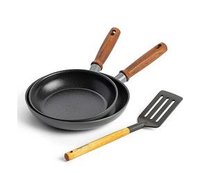 GreenPan Mayflower Pro Non-Stick 20 cm & 24 cm Frying Pan & Slotted Turner 3pc Set - Charcoal Grey Grey