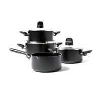 GreenPan Memphis Healthy Ceramic Non-Stick Cookware Pots and Pans Set, 7-Piece, Includes Saucepans, Casseroles, Lids, PFAS Free, Induction, Oven Safe, Black