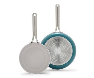 Greenpan Nova 2pc Frying Pan Skillet Set, Ceramic Nonstick, 8" and 10", Induction Suitable, Dishwasher Safe, Deep Teal