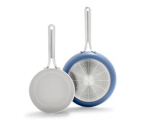 GreenPan Nova 8in and 10in 2 Piece Frying Pan Skillet Set Healthy Ceramic Nonstick PFAS-Free Induction Suitable Dishwasher and Oven Safe Ocean