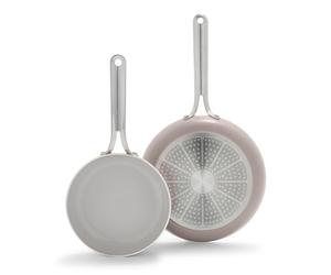 Greenpan Nova Non-Stick Frying Pan Set of 2, Healthy Ceramic, PFAS Free, Induction Friendly, Dishwasher and Oven Safe, Clay