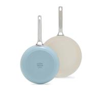 GreenPan Padova Pro 8" and 10" 2 Piece Frying Pan Skillet Set, Hard Anodized Healthy Ceramic Nonstick PFAS-Free Cookware, Induction Suitable, Stainless Steel Handle Dishwasher and Oven Safe, Blue Haze