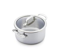 GreenPan Premiere 5PLY 18/10 Stainless Steel Casserole with Glass Lid, 16 cm/1.58 L, Multiply, Polished Stainless Steel, Induction Safe, Dishwasher Safe, Oven Safe, Silver