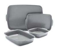 GreenPan Premiere Ovenware Healthy Ceramic Nonstick 4 Piece Bakeware Set, PFOA and PFAS-Free, Rectangular, Square, Quarter, Half Sheet Baking Pans, Warp-Free, Oven Safe to 600F, Dishwasher Safe, Gray