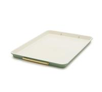 GreenPan Reserve Bakeware 13"x18" Half Baking Sheet Pan, Ceramic Nonstick Baking Pan, PFAS & BPA Free, Gold Handles, Durable Steel, Versatile & Space Saving Ovenware, Freezer to Oven Dish, Sage Green