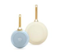 GreenPan Reserve Hard Anodised Healthy Ceramic Non-Stick Frying Pan Set with 20 and 26 cm Diameter, Gold Handle, PFAS-Free, Induction, Dishwasher Safe, Oven Safe, Mother's Day Gift, Light Blue