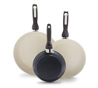 GreenPan Rio Hard Anodized Healthy Ceramic Nonstick, 8" 10" and 12" 3 Piece Frying Pan Skillet Set, Soft Grip Handle, PFAS-Free, Dishwasher Safe, Oven Safe, Black